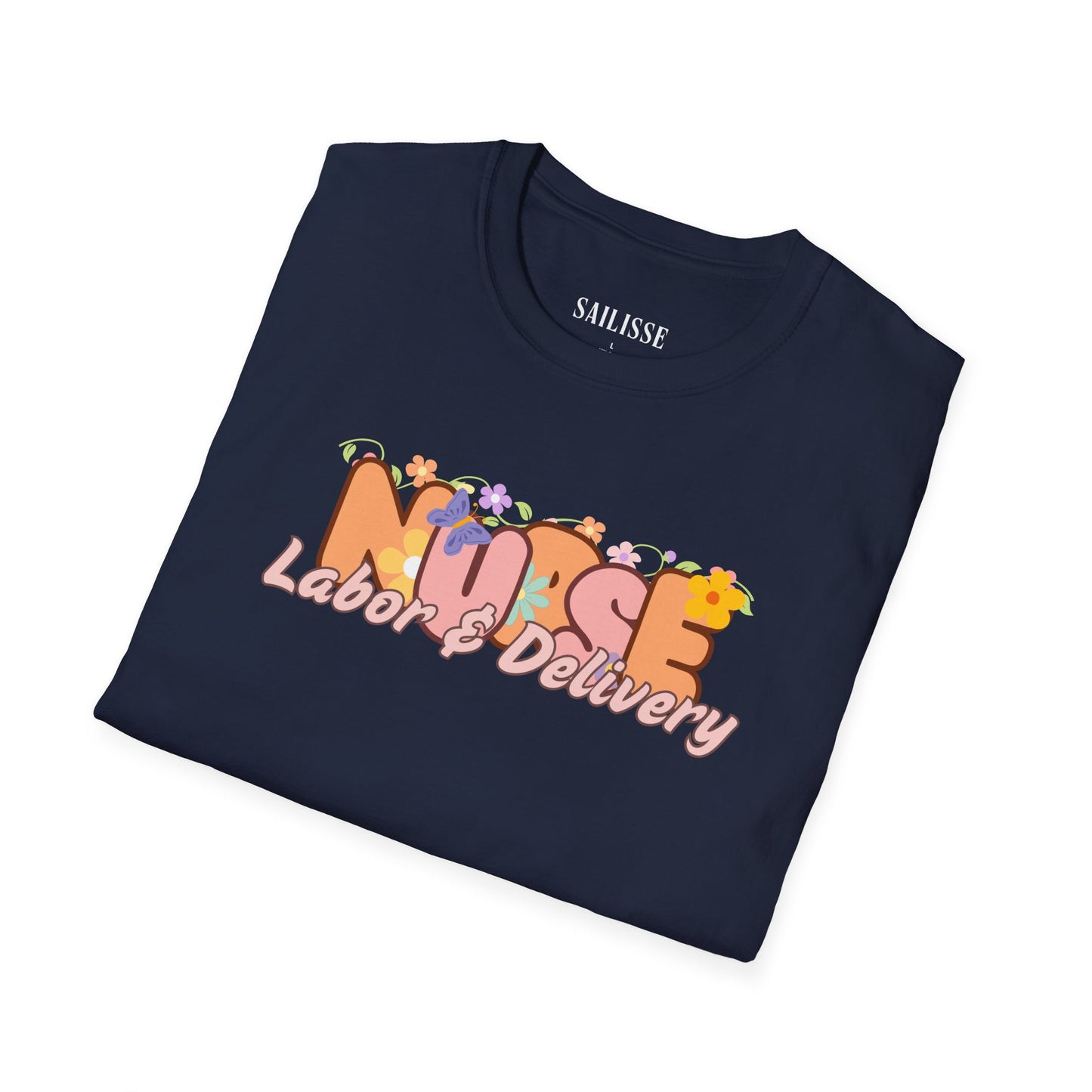 Labor & Delivery Nurse Floral Design Softstyle T-Shirt
