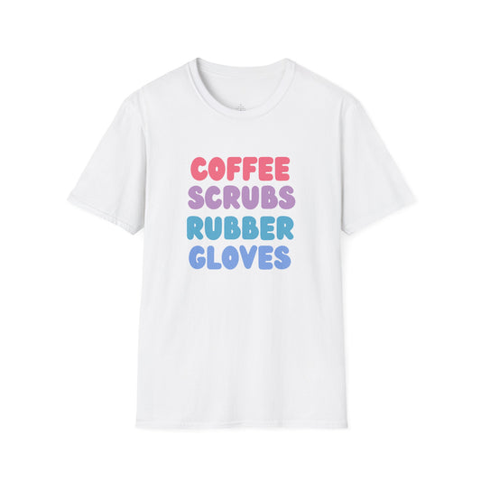 Coffee Scrubs Rubber Gloves  Softstyle T-Shirt