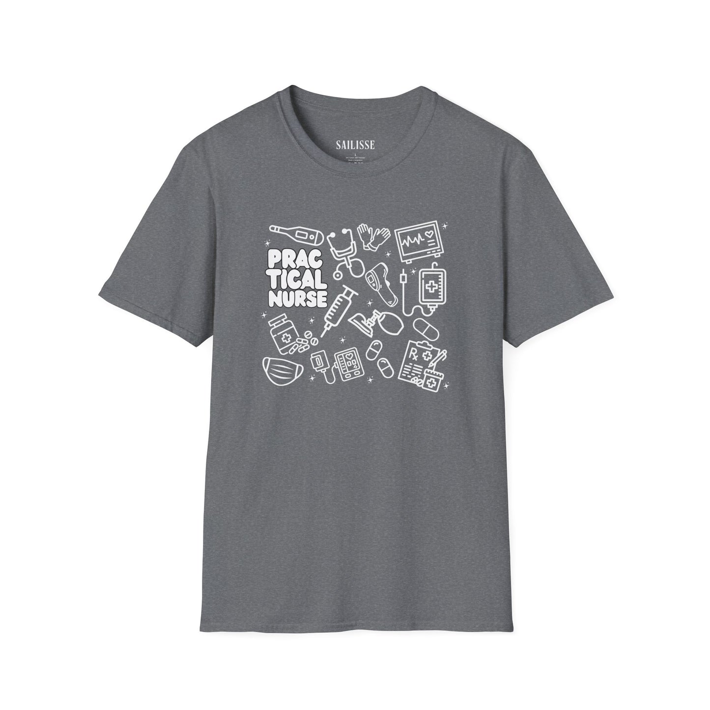 Practical Nurse White Outline T-Shirt