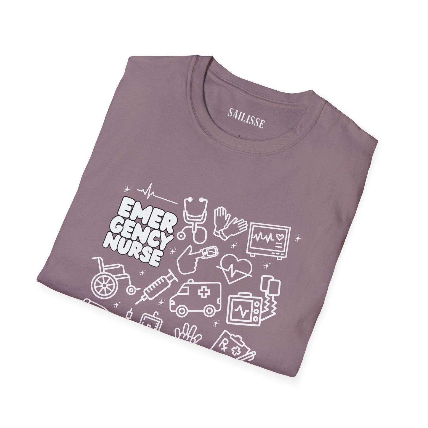 Emergency Nurse White Outline T-Shirt