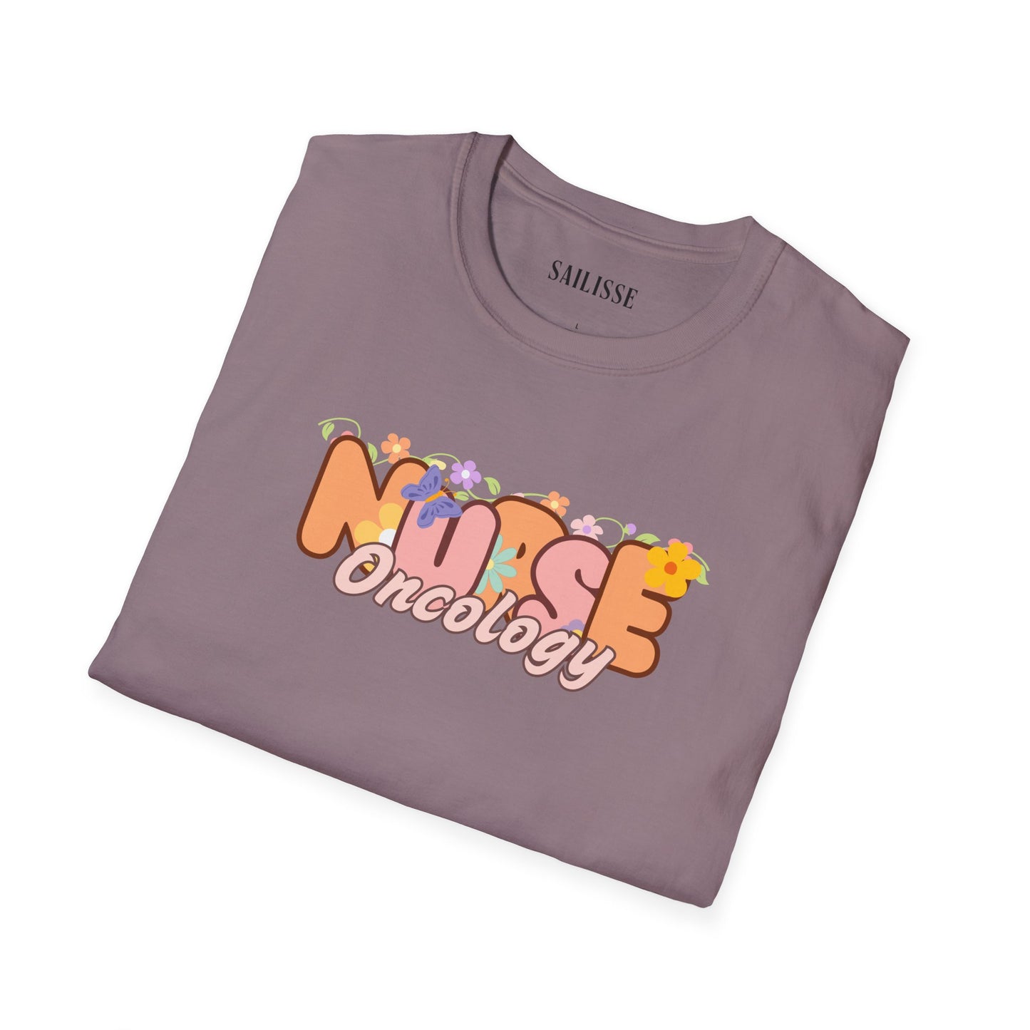 Oncology Nurse Floral Design Softstyle T-Shirt
