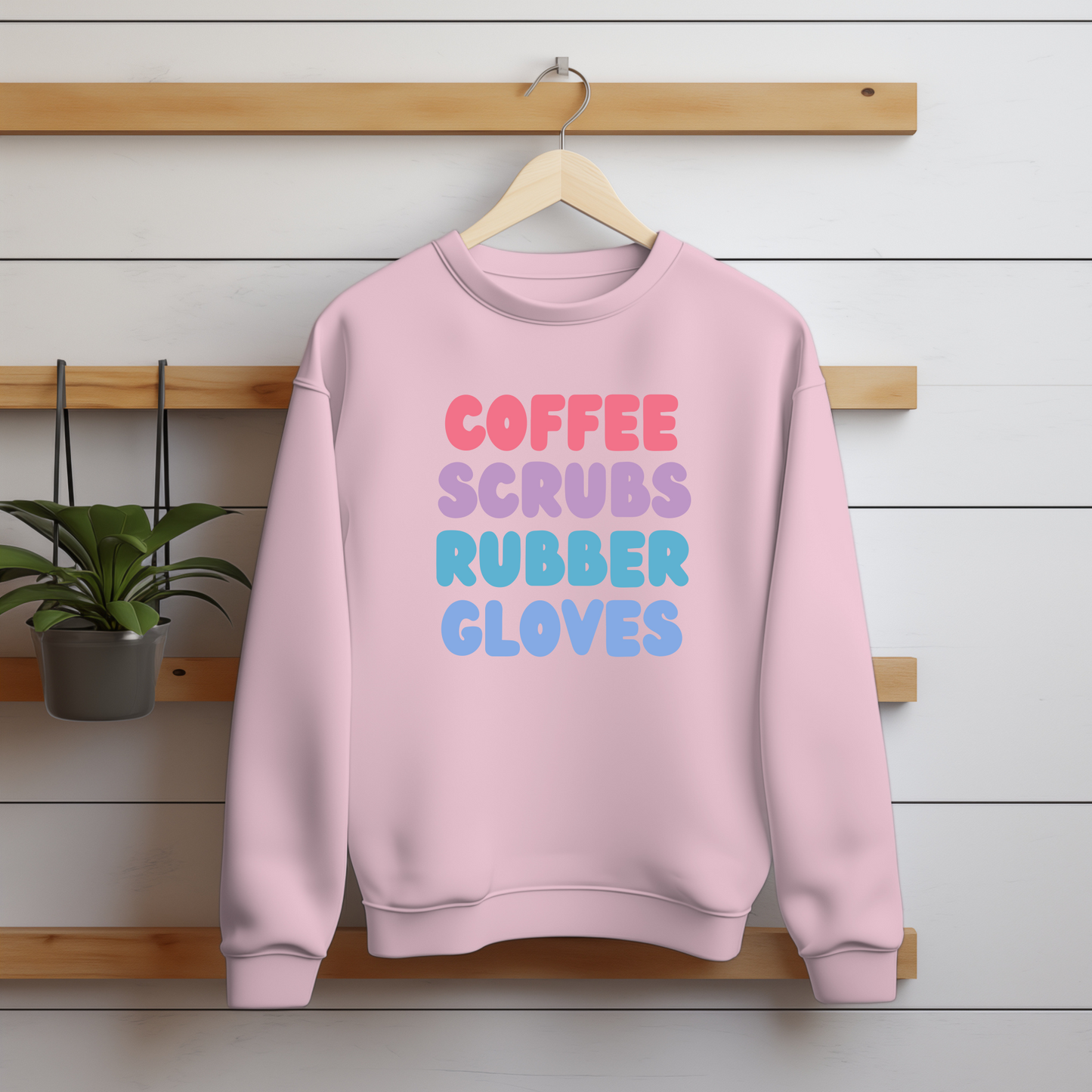 Coffee Scrubs Rubber Gloves Crewneck